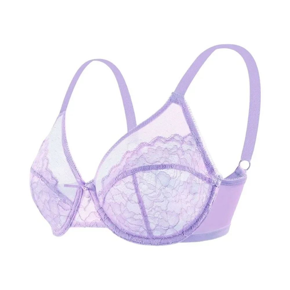 HSIA Enchante Lace Unlined Underwire Bra - Size 38DD - Purple